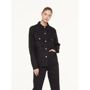 For Days Shirt Jacket Black Organic Cotton Relaxed Fit Pockets Collared XS